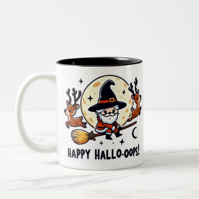 Santa Witch Broom Ride Mug – Halloween-Christmas (Left)