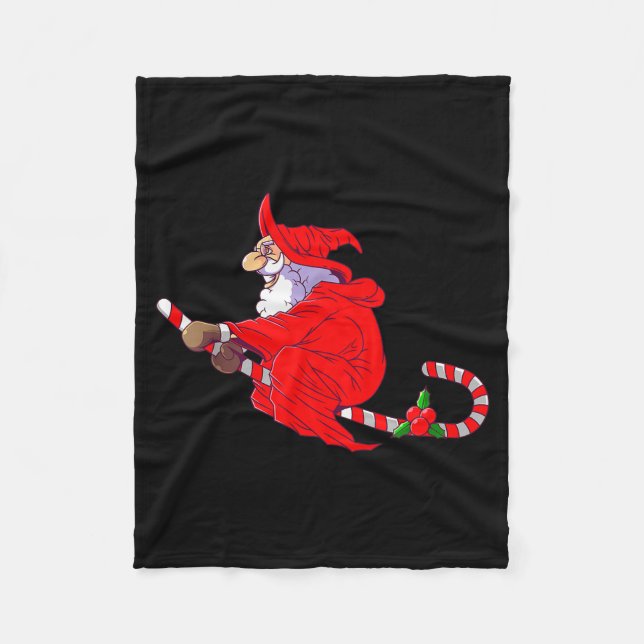 Santa Witch Candy Cane Christmas Santa Hat Funny C Fleece Blanket (Front)