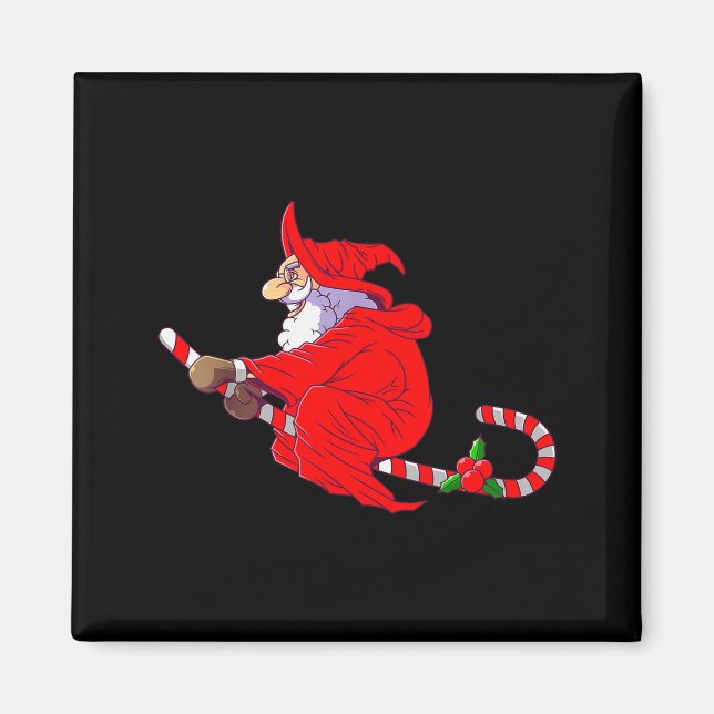Santa Witch Candy Cane Christmas Santa Hat Funny C Magnet (Front)