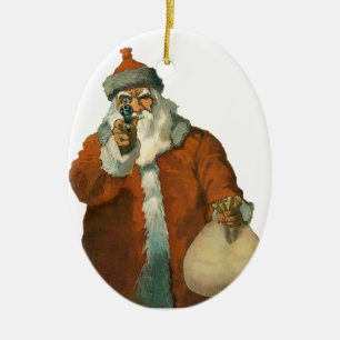 Santa with a Gun Christmas Ornament