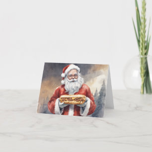 Santa with a Philly Cheesesteak Christmas Holiday Card