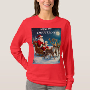 Santa with a small white puppy T-Shirt