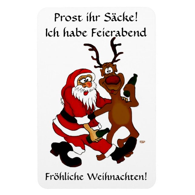 Santa with Alice - Prost your sacks! Magnet (Vertical)