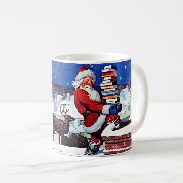 Santa with armload of Books Coffee Mug (Front Right)