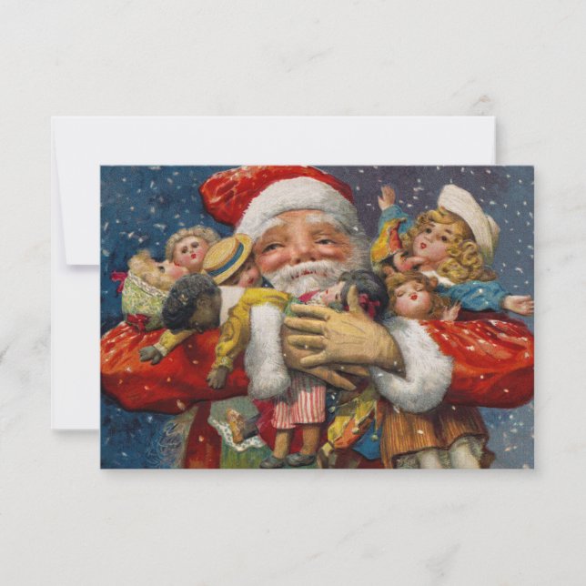 Santa with Arms Full of Dolls Invitation (Front)
