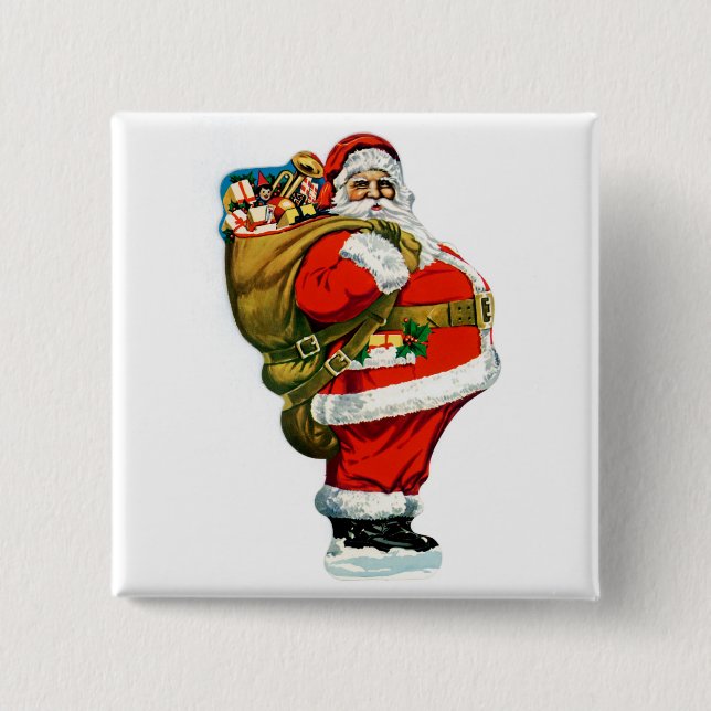 Santa with Bag of Toys 15 Cm Square Badge (Front)