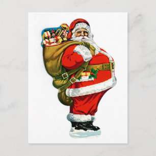 Santa with Bag of Toys Holiday Postcard