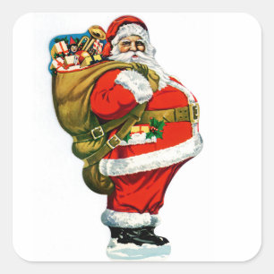 Santa with Bag of Toys Square Sticker