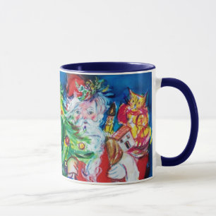 SANTA WITH  BALLOONS AND CHRISTMAS TREE E MONOGRAM MUG