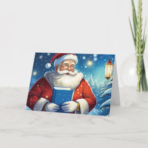 Santa with Big Book Christmas Card