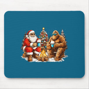 Santa With Bigfoot Christmas Campfire Funny Sasqua Mouse Mat
