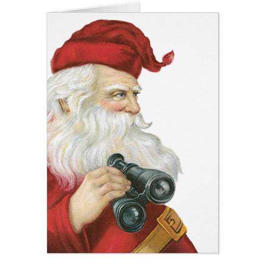 Santa with binoculars card