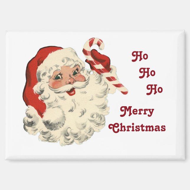 Santa With Candy Cane Magnet (Front)