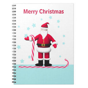 Santa with Candy Canes and Stars Notebook