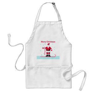 Santa with Candy Canes and Stars Standard Apron
