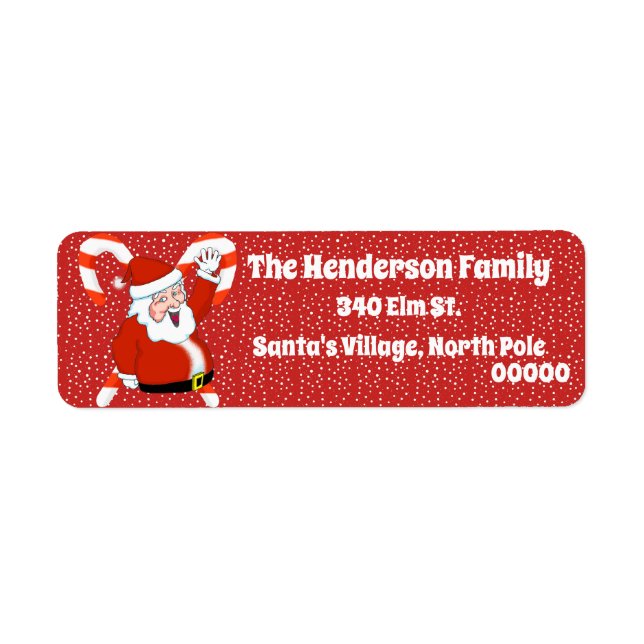 Santa with Candy Canes Return Address Labels (Front)