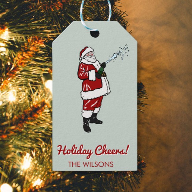 Santa with Champagne Bottle  Gift Tags (Creator Uploaded)
