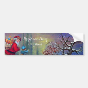 SANTA WITH CHILD IN THE WINTER SNOW BUMPER STICKER
