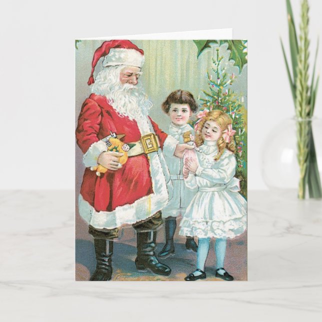 Santa With Children Holiday Card (Front)