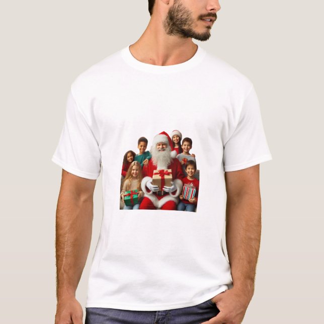 Santa with children T shirts (Front)
