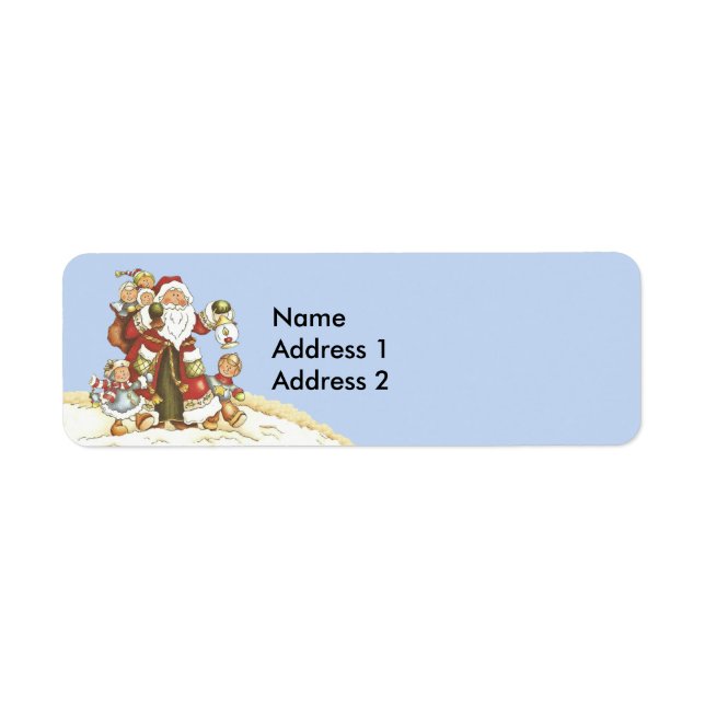 Santa With Children Walking in Snow Light Blue (Front)