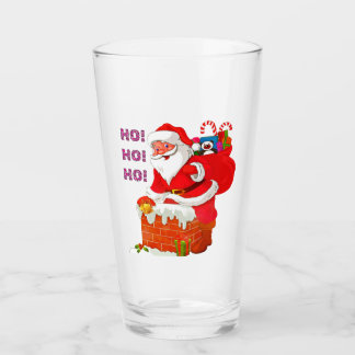 SANTA WITH CHRISTMAS PRESENTS, HO! HO! HO! GLASS