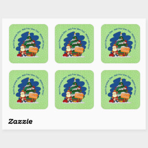 Santa with Christmas Tree 20xx Add Text Square Sticker