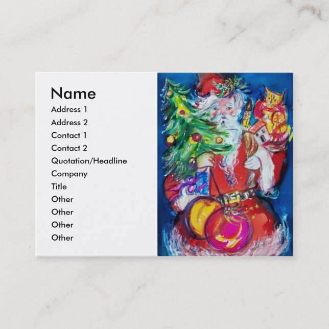 SANTA WITH CHRISTMAS TREE AND GIFTS BUSINESS CARD (Front)