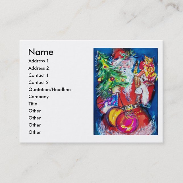 SANTA WITH CHRISTMAS TREE AND GIFTS BUSINESS CARD (Front)