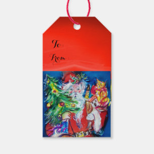 SANTA WITH CHRISTMAS TREE AND GIFTS GIFT TAGS