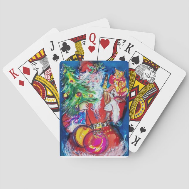SANTA WITH CHRISTMAS TREE AND GIFTS PLAYING CARDS (Back)