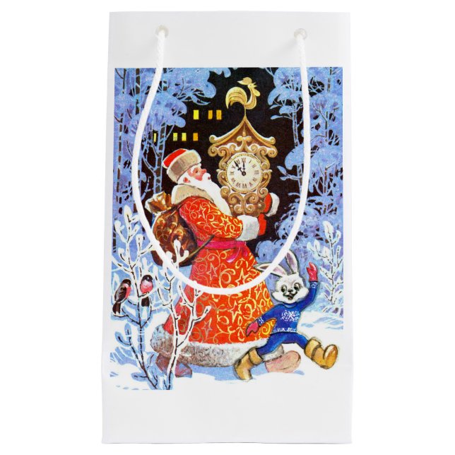 Santa with clock small gift bag (Front)