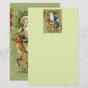 SANTA WITH DEER AND CHRISTMAS GIFTS IN WINTER SNOW STATIONERY
