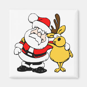 Santa With Deer Magnet
