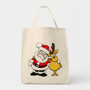 Santa With Deer Tote Bag