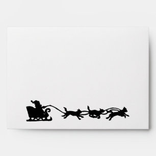 Santa with Dog Sleigh in the Arctic Lino Print Envelope