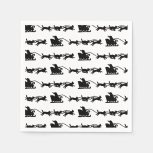 Santa with Dog Sleigh in the Arctic Lino Print Napkin