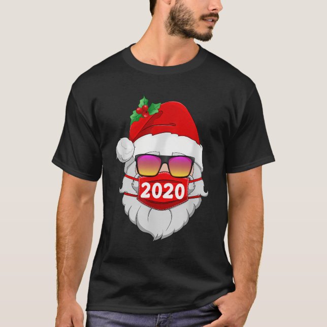 Santa With Face Mask Christmas 2020 Family Pyjamas T-Shirt (Front)