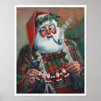 Santa with Garland Poster