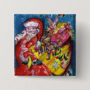 SANTA WITH GIFTS 15 CM SQUARE BADGE