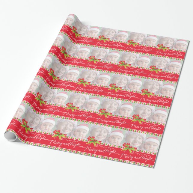 Santa with gifts art Christmas holiday wrap Wrapping Paper (Unrolled)