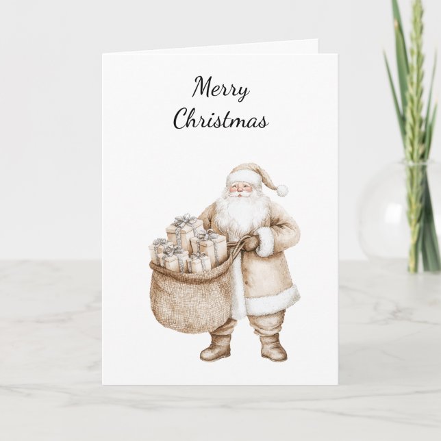 Santa with Gifts Christmas   Card (Front)