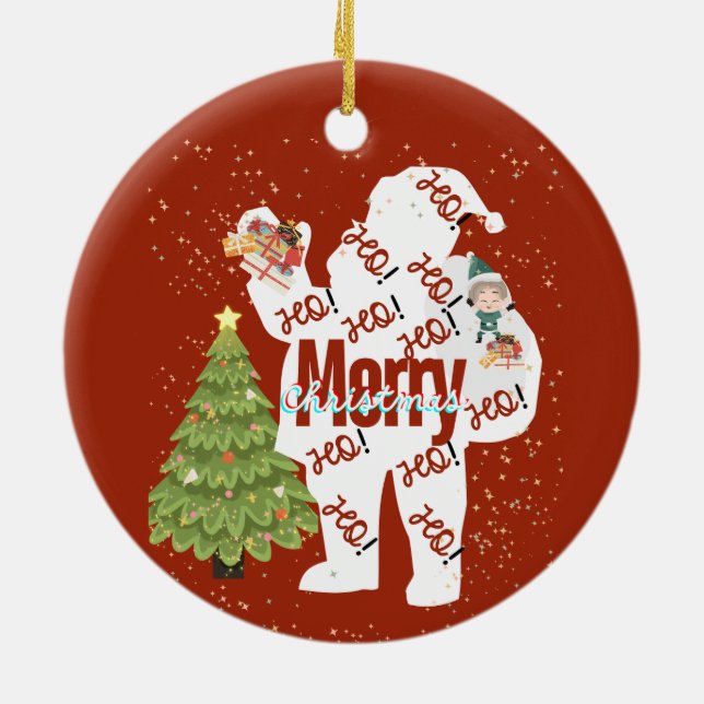 Santa with Gifts Christmas Ornaments (Back)