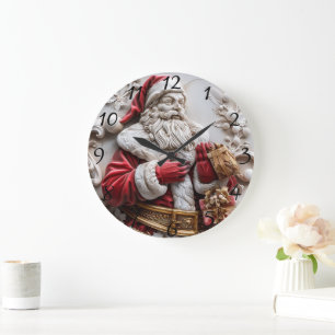 Santa with gifts for a joyous Christmas Large Clock