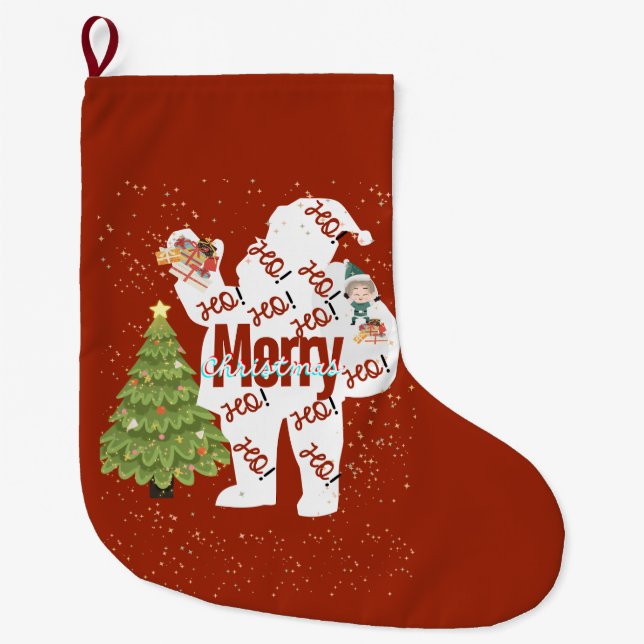 Santa with Gifts  Large Christmas Stocking (Front)