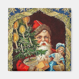 Santa With Gifts Vintage Magnet