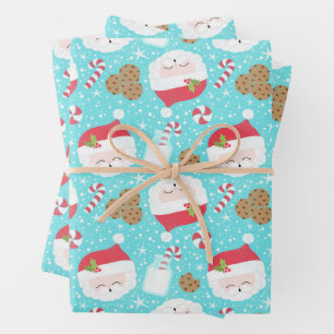 Santa with his Cookies and Milk Christmas Wrapping Paper Sheet