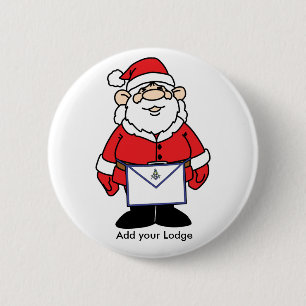 Santa with his Masonic Apron 6 Cm Round Badge