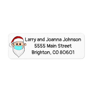 Santa with Mask Return Address Label