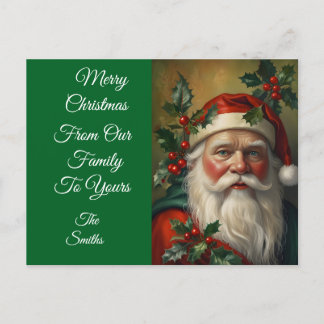Santa With Mistletoe Holiday Postcard